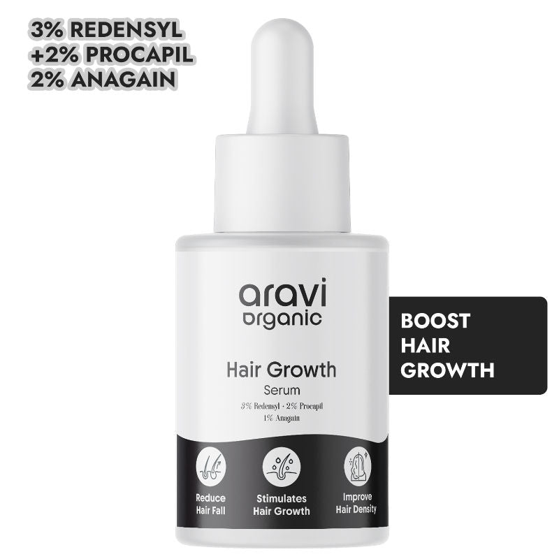 Aravi Organic Hair Growth Serum - 3% Redensyl, Anagain & Procapil for Hair Fall Control & Regrowth