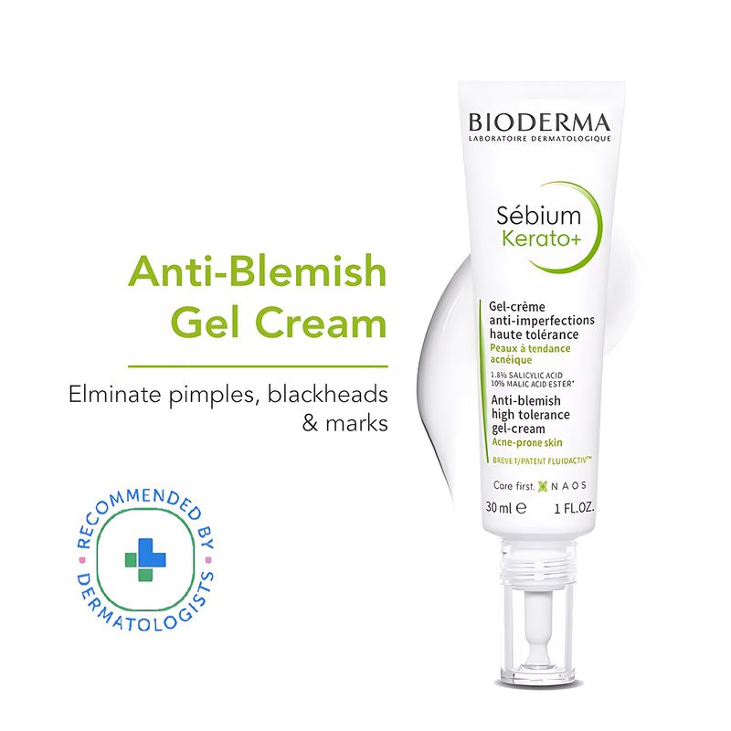 Bioderma Anti-Blemish Gel Cream - Sebium Kerato+ Spot Corrector - Eliminates Pimples & Blackheads