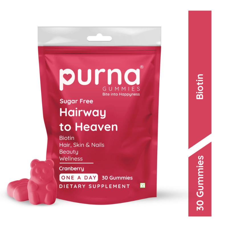 Purna Gummies Hair Biotin Cranberry Sugar Free Gummies With Vitamin B12 For Hair, Skin & Nail