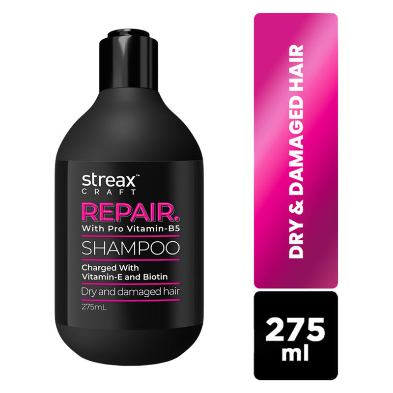 Streax Craft Repair Shampoo I For Dry and Damaged Hair I Repair With Pro Vitamin B-5 (275ml)