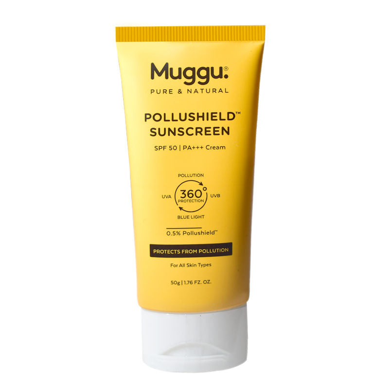 Muggu Skincare Pollushield Sunscreen for UVA/B Protection with 0.5% Pollushied & SPF50+ PA+++