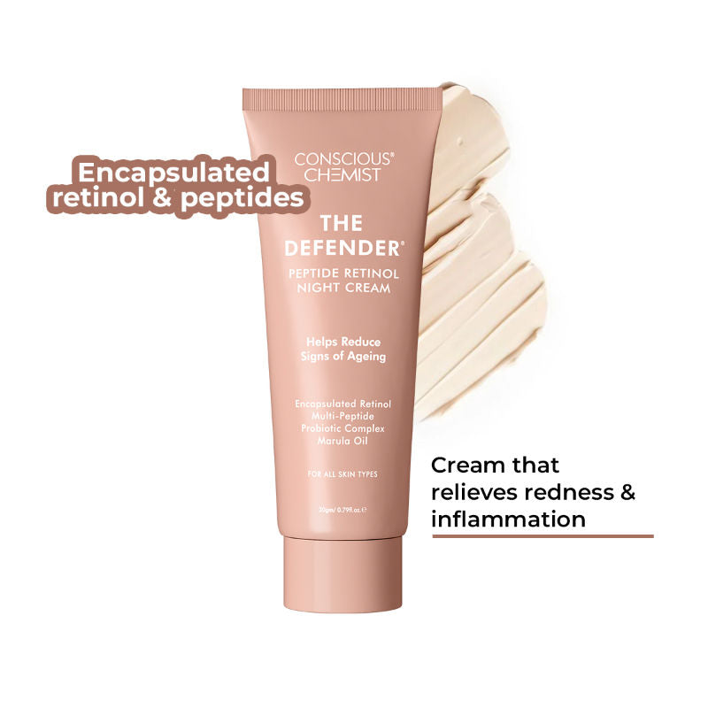 Conscious Chemist The Defender Multi Peptide Retinol Anti Aging Night Cream For Fine Lines & Sagging Skin