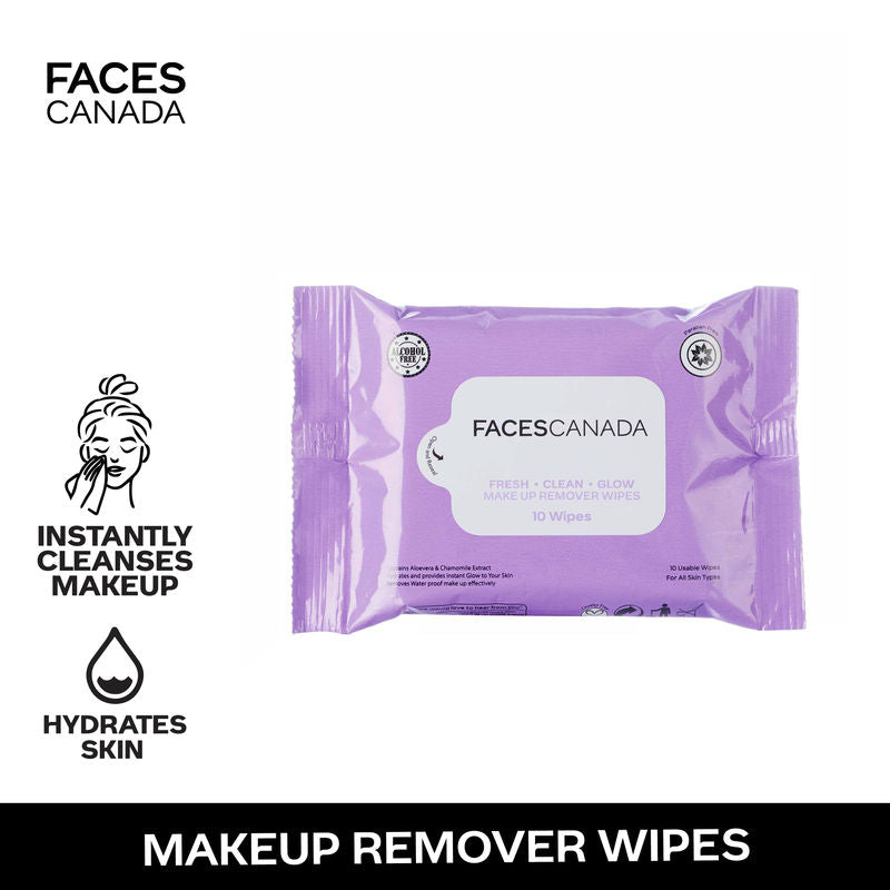 Faces Canada Fresh Clean Glow Makeup Remover Wipes - 10Pcs