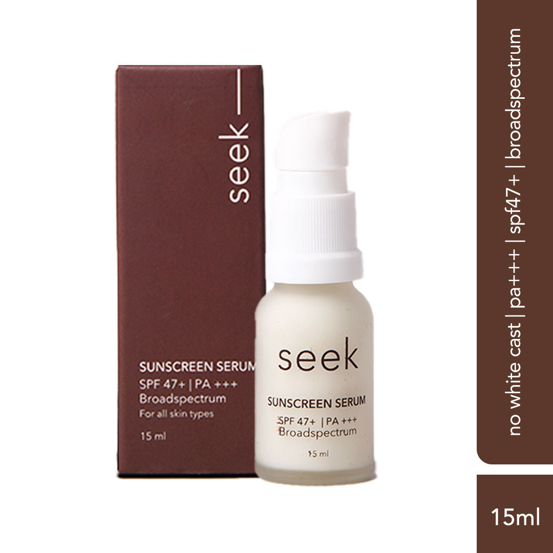 Seek Sunscreen SPF 47 PA+++ UVA UVB Vegan No Fragrance Hydrating No White Cast