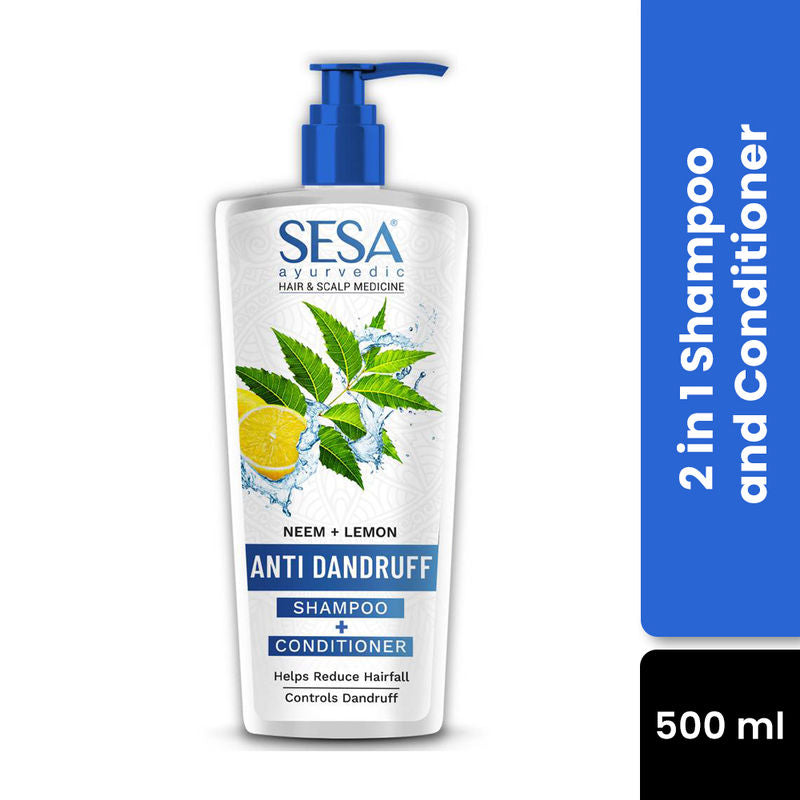 SESA Anti Dandruff Shampoo With Neem Lemon Helps Reduce Hairfall & Controls Dandruff - 500ml