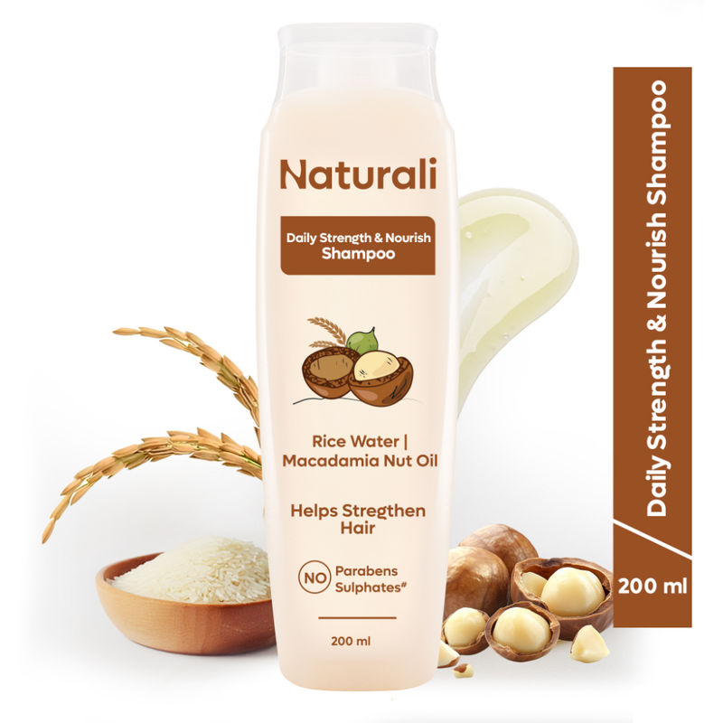 Naturali Daily Strength & Nourish Shampoo with Rice Water & Macadamia Nut Oil That Makes Hair Stronger 370ml