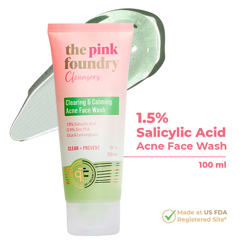 The Pink Foundry Salicylic Acid Acne Face Wash With Zinc & Cica - Treats Acne & Reduces Excess Oil