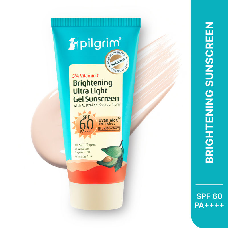 Pilgrim 5% Vitamin C Brightening Ultra Light Gel Sunscreen SPF 60 PA++++ With Australian Kakadu Plum