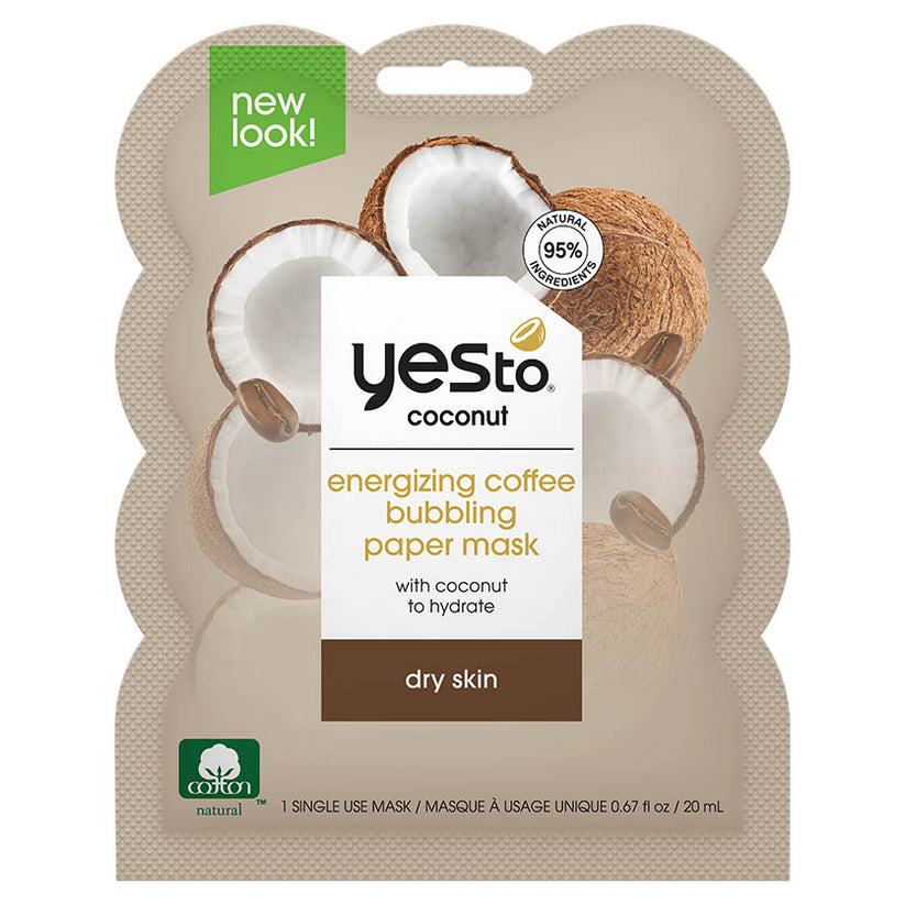 coconut energizing coffee bubbling paper mask with coconut to hydrate dry skin โ single use