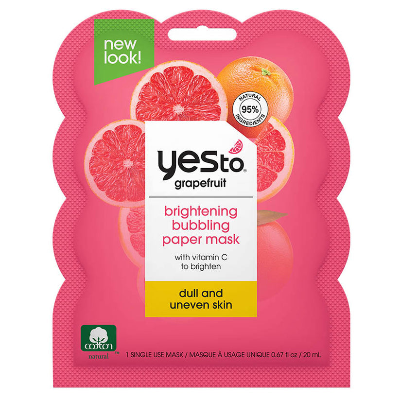 grapefruit brightening bubbling paper mask with vitamin C to brighten dull and uneven skin โ single use