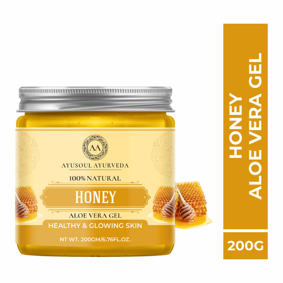 Ayusoul Ayurveda Honey Aloe Vera Gel for Face & Body Skin Treatment (200G)