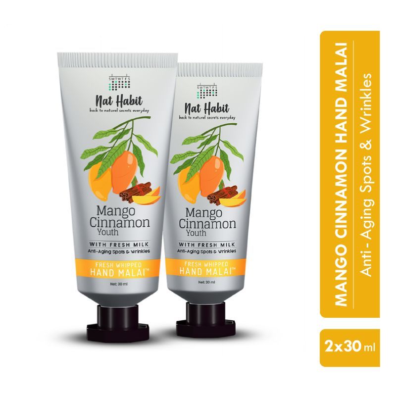 Nat Habit Mango Cinnamon Youth Hand Malai, Hand Creams for Dry Hands With Shea Butter For Women, Men
