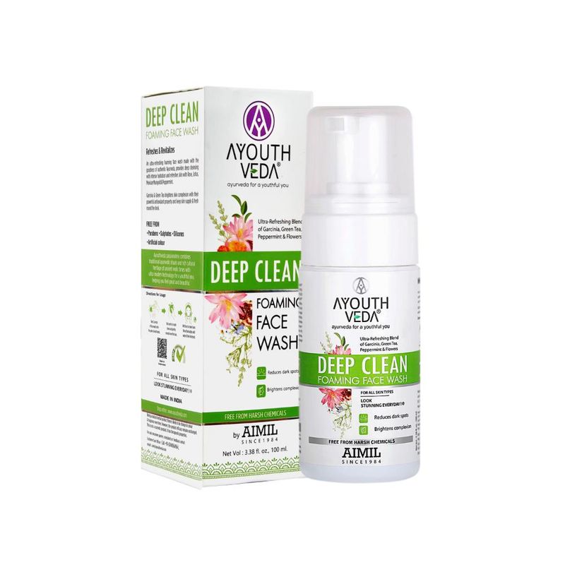 Ayouthveda Deep Clean Foaming Face Wash Refreshing Blend of Indian Madder, Garcinia & Pomegranate
