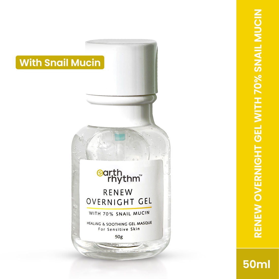 Earth Rhythm Renew Overnight Gel with 70% Snail Mucin, Overnight Acne Care and Reinforces Barrier(50ML)