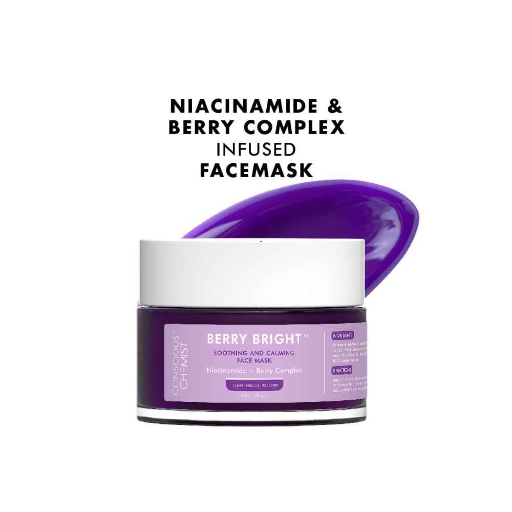 Conscious Chemist Berry Bright Soothing and Calming Gel Mask | For Bright and Clear Skin with Niacinamide & Berry Extracts | 50 gm