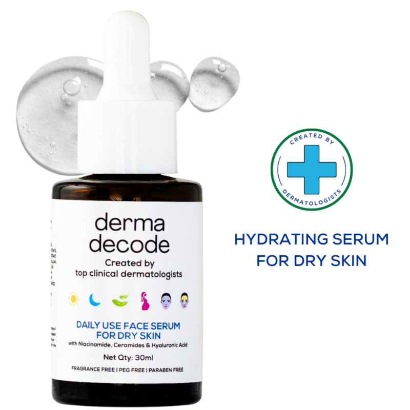 Derma Decode 10% Niacinamide Serum Ceramide And Hyaluronic Acid Repairs Skin Barrier For Dry Skin