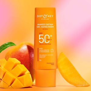 Dot & Key Mango Detan Gel Sunscreen SPF 50+ PA+++ with Alpha Arbutin & Niacinamide - 50 gm