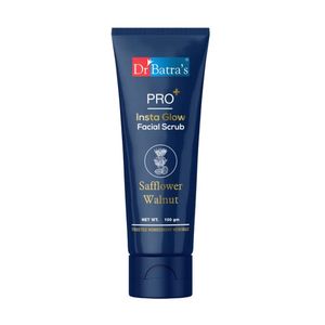 Dr.Batra`s PRO+ Insta Glow Facial Scrub. Exfoliates Dead Skin Cells.Safflower, Walnut, Niacinamide, 100 gm