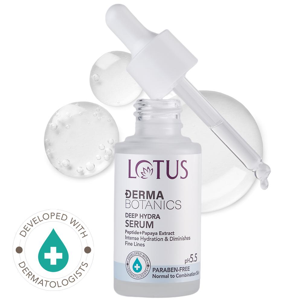 Lotus DermaBotanics Peptide + Papaya Extract Deep Hydra Serum, pH5.5, Normal To Combination Skin