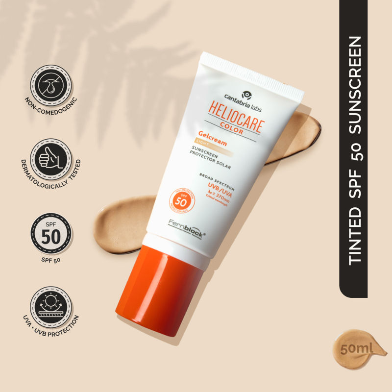 Heliocare Color Gel Cream Tinted Sunscreen SPF 50 Uva & Uvb Protection, No White Cast, Dewy Finish