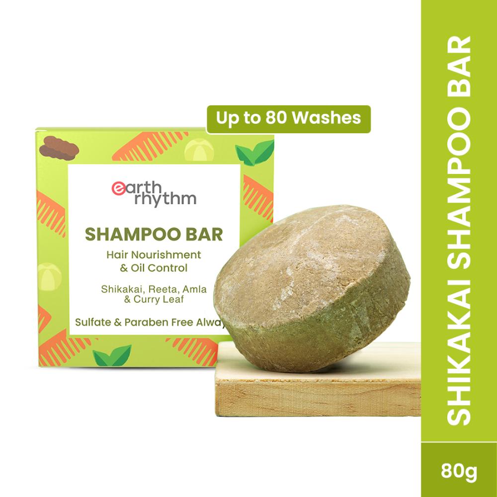 Earth Rhythm Shampoo Bar- Shikakai, Reetha, Amla, Curry Leaf, Oil Control, Nourishes Hair, Cardboard