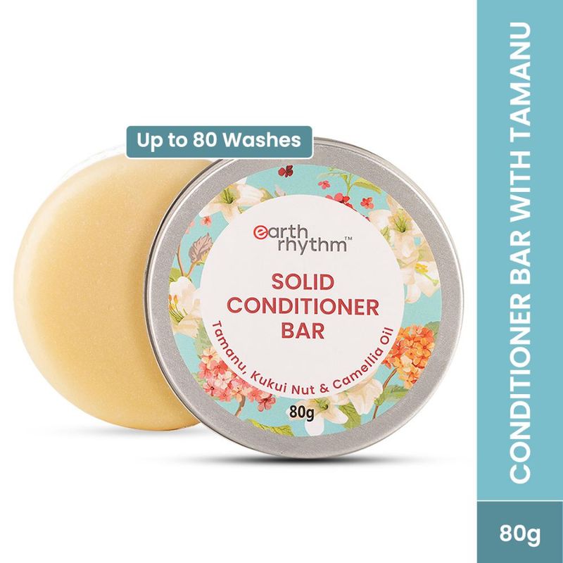 Earth Rhythm Tamanu, Kukui Nut & Camellia Oil Solid Conditioner Bar Tin, Hydrates Scalp