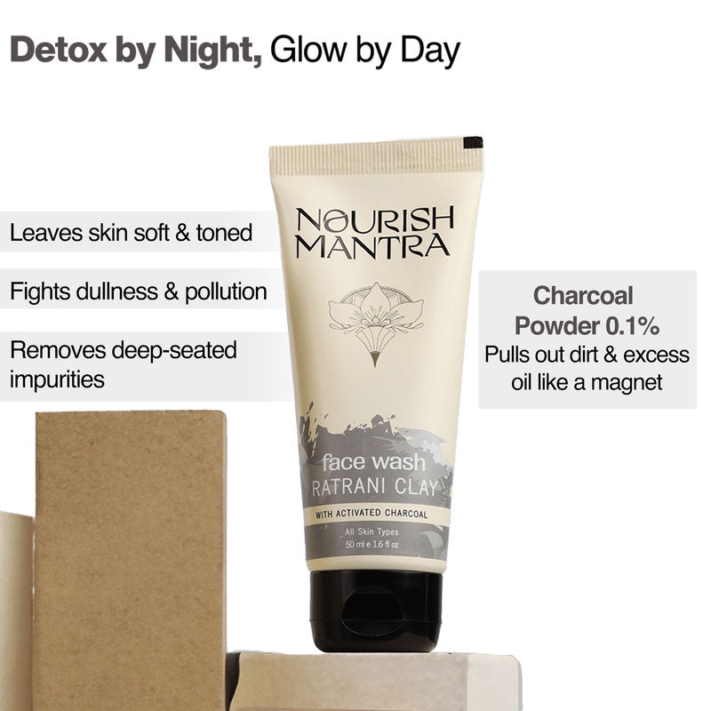 Nourish Mantra Ratrani Moroccan Lava Face Wash with Activated Charcoal for Deep Pore Cleansing