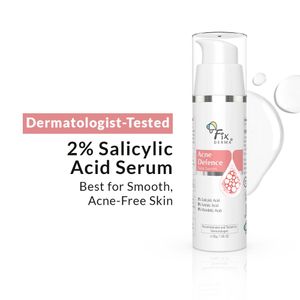 Fixderma 2% Salicylic Acid Acne Defence Face Serum 5% Azelaic Acid & 4% Mandelic Acid | For Men & Women Face Serum For Oily Skin- 30 gm