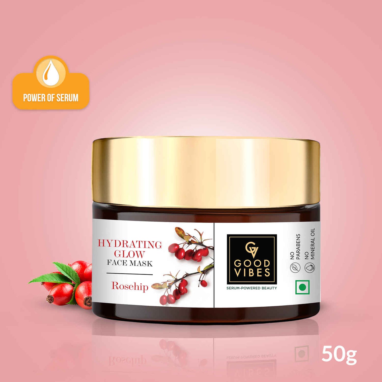 Good Vibes Rosehip Hydrating Glow Face Mask | Radiance, Firming | With Avocado Oil | No Parabens, No Sulphates, No Mineral Oil, No Animal Testing (50 gm)
