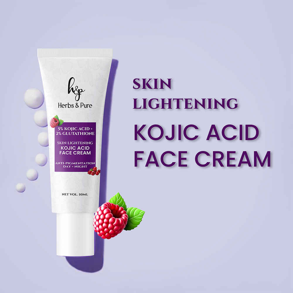 Herbs & Pure Skin Lightening 5% Kojic 2% and Glutathione Anti-Pigmentation Face Cream 50 ml|Matt Finish, Sweat Resistant|Uneven Skin Tone | Pack of 2