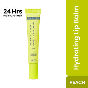 Hyphen Vitamin Infused Peptide Lip Balm - Peach for Dry & Chapped Lips | Hydrating & Moisturizing | Smoothen Lips & Repair Moisture Barrier - 10 gm