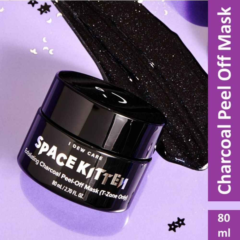 I DEW CARE SPACE KITTEN, Exfoliating Charcoal Peel-Off Mask (T-Zone Only) | Korean Skin Care 80 ml