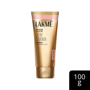 Lakme Dew Drama Facewash with Pro-Ceramides & 6% Vitamin E + B3 + F Complex for Glowing Skin, 100 gm | Creamy Cleanser for Soft and Hydrated Skin