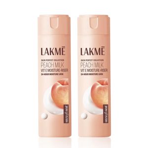 Lakme Peach Milk Vit E Light- Weight & Non-Sticky Moisturizer with 24 Hours Lock (120 ml) Pack of 2