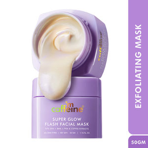mCaffeine Super Glow Flash Facial 25% AHA+BHA+PHA Mask | Brighter Skin in 5 Mins | Gentle Exfoliates to Unclog Pores & Removes Dead Skin - 50 gm