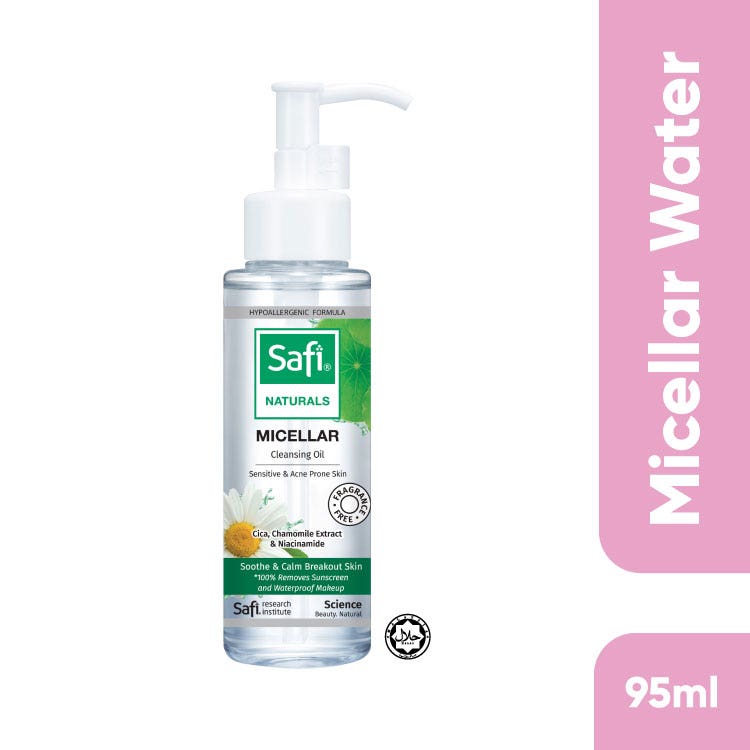 Safi Naturals Micellar Cleansing Oil Sensitive And Acne Prone (Cica, Chamomile And Niacinamide) 95Ml