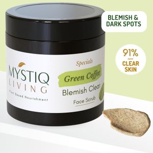 Mystiq Living Tan Removal Face Scrub Green Coffee Blemish Clear (100 Gm) Coffee Scrub For De tan Exfoliate Dead Skin and Blackheads, Skin Brightening with Walnut For Women & Men