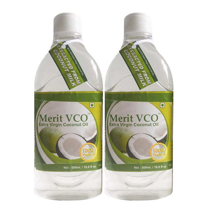 Merit Vco Extra Virgin Coconut Hair & Skin Oil - Pack of 2