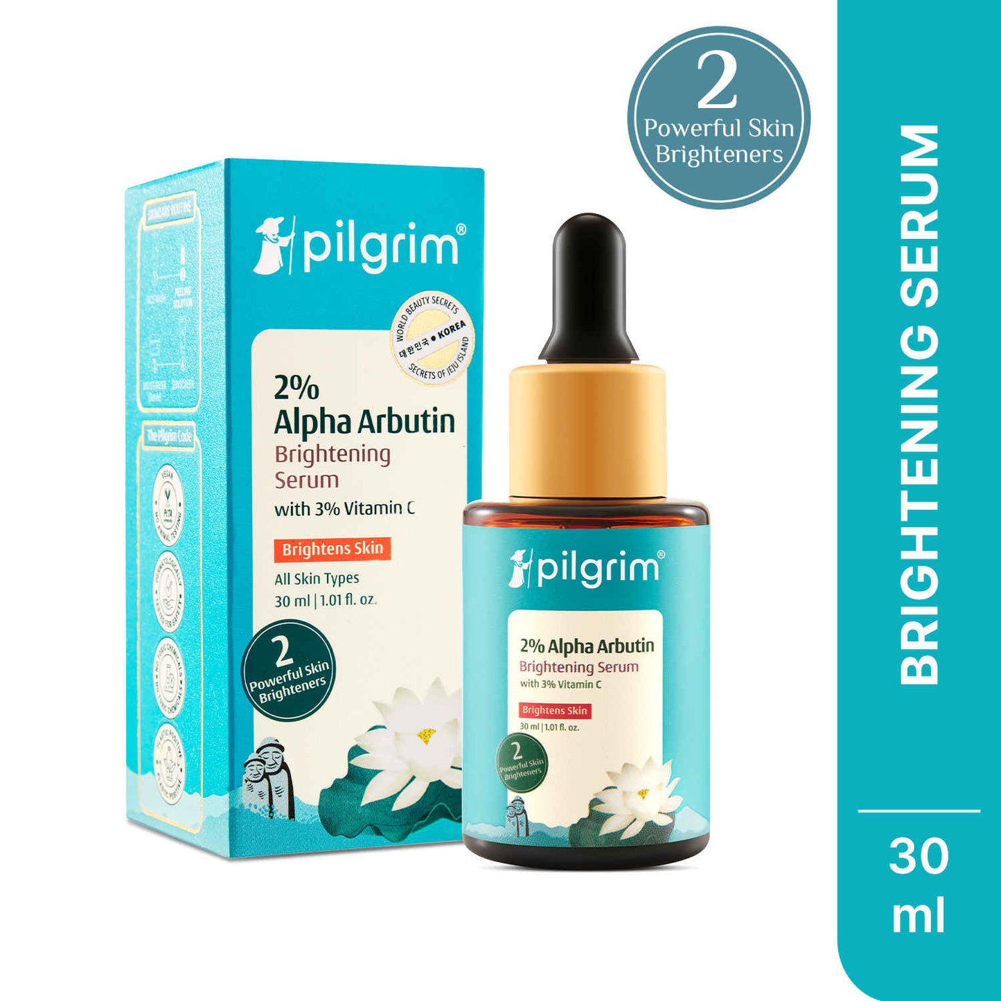 Pilgrim 2% Alpha Arbutin Brightening Serum with 3% Vitamin c BlueberryA | For All Skin Types|Discover Bright And Radiant Skin| Reduces Pigmentation| Brightens Skin Anti - Ageing | For Men & Women (30 ml)