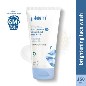 Plum 2% Niacinamide Face Wash With Rice Water | Brightens Skin & Smoothens Skin | Gentle & Non-Drying (150 ml)