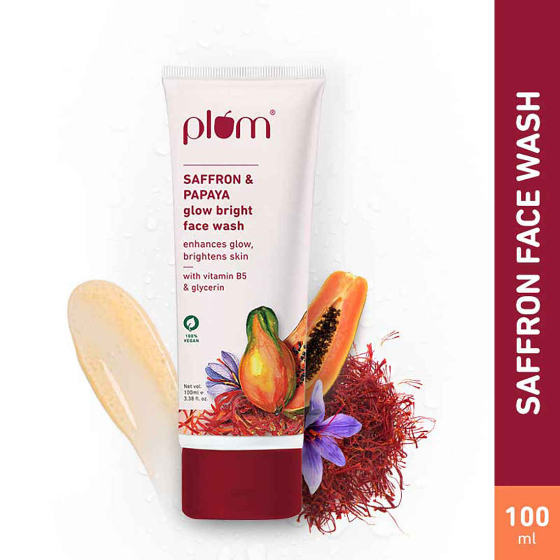 plum-saffron-papaya-glow-bright-gel-face-wash-for-daily-use-fights-dull-skin-gentle-non-drying-100-ml
