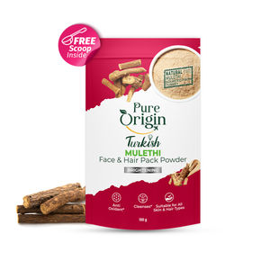Pure Origin Turkish Mulethi Face & Hair Pack Powder | Boosts Natural Glow | Skin Detox & Cleansing | Fades Spots | Revitalize Hair | 100 gm