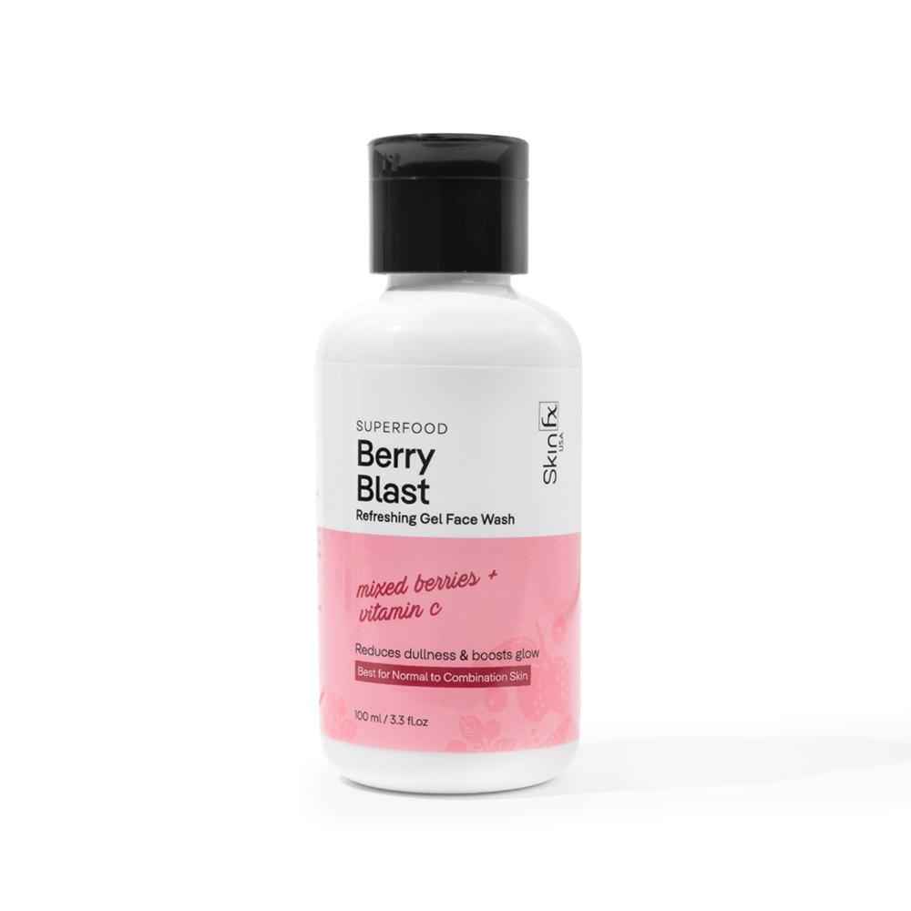 Skin Fx Superfood Berry Blast Refreshing Gel Face Wash, Vitamin C Face Wash for Glowing Skin, Suitable for Normal to Combination Skin, Men & Women, 100 ml