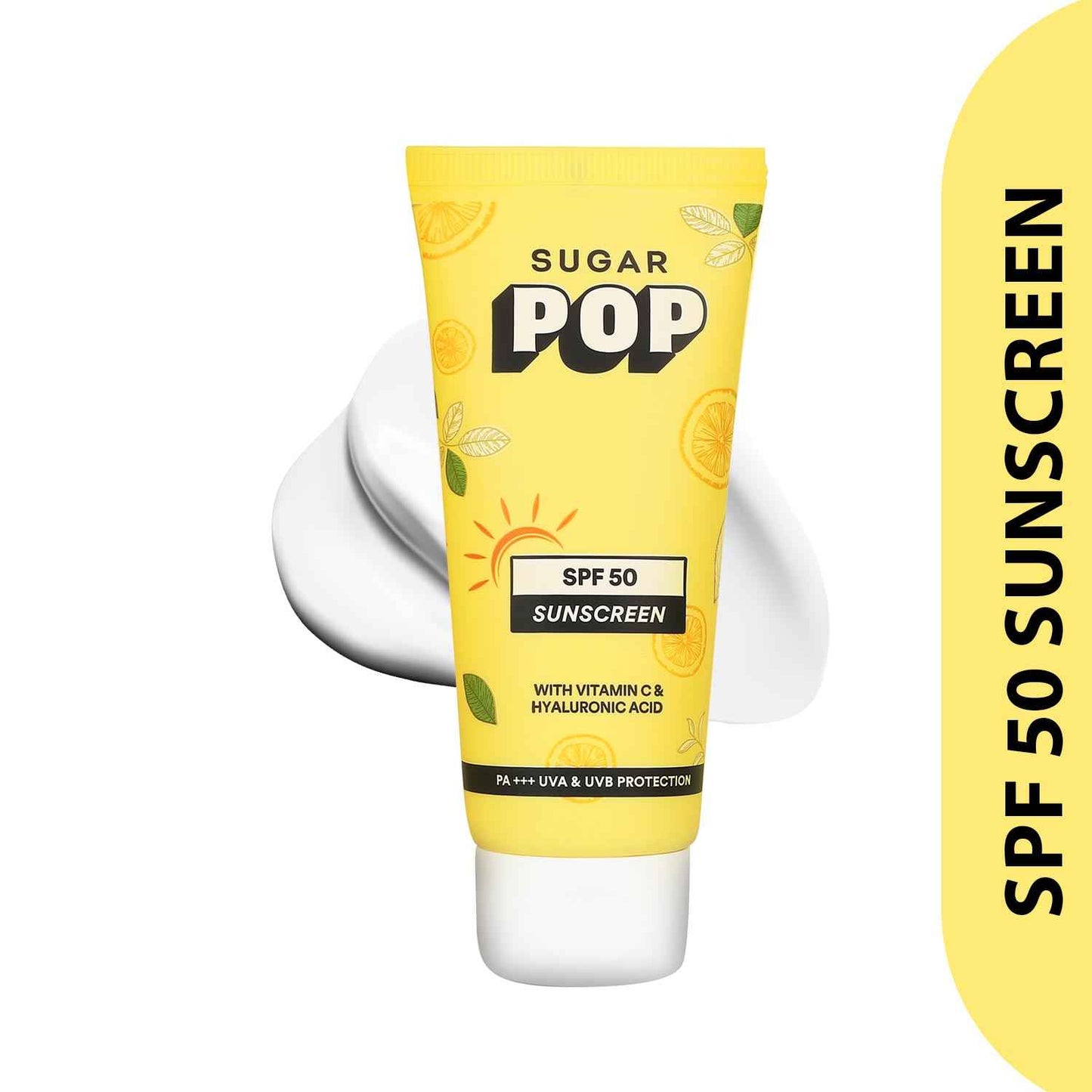 SUGAR POP SPF 50 Sunscreen with Vitamin C and Hyaluronic Acid - 50 gms - Lightweight | Non-greasy | No white cast | Suits all skin types