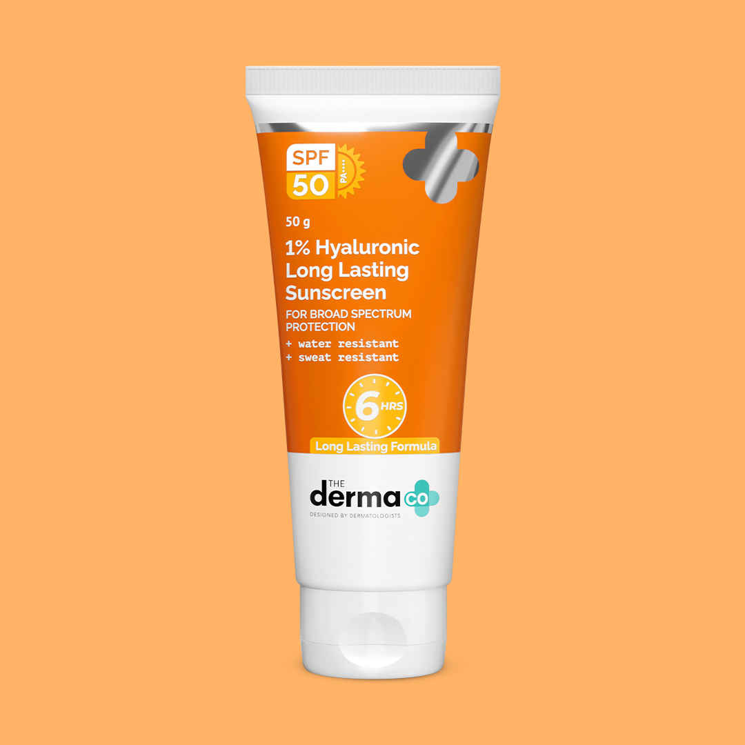 The Derma Co. 1% Hyaluronic Long Lasting Sunscreen SPF 50 & PA++++ with Hyaluronic Acid & Vitamin E for Upto 6-Hour Sun Protection- 50 gm