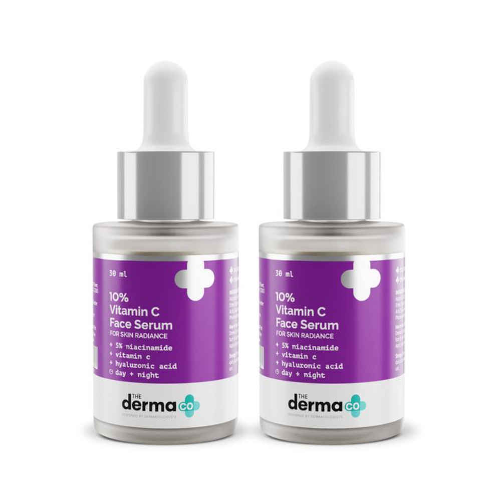 The Derma Co. 10% Vitamin C Face Serum with 5% Niacinamide & Hyaluronic Acid For Skin Radiance - 30ml*2 Pack of 2