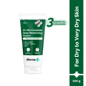 The Derma Co. 5% Nia-Ceramide Deep Moisturizing Cream| 5% Niacinamide, 1% Ceramide| 72hrs. Hydration | Urea, Lipids & Oat extracts | Thick Cream for Dry skin - 100 gm