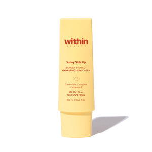 Within Beauty Sunny Side Up Barrier Protect Hydrating Sunscreen | SPF 50 | PA++ | UVA / UVB Protection | Ceramide Complex + Vitamin E | All Skin Types | Instant Absorption | No White Cast | 50 ml