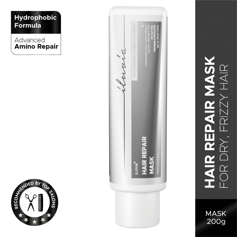 iluvia Hair Repair Mask, For Dry, Damaged Hair, Hydrophobic Humidity-Resistant Mask, Combats Frizz