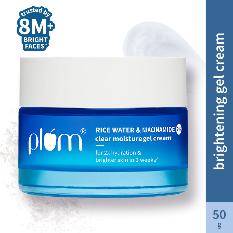 Plum 2% Niacinamide And Rice Water Moisturiser - Lightweight Gel Cream For Oil-Free Hydration